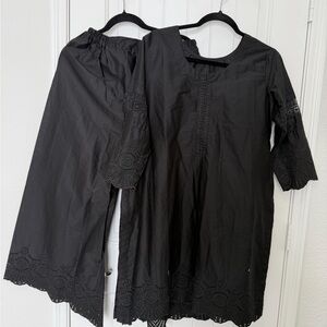 Black Embroidered Two-Piece Set